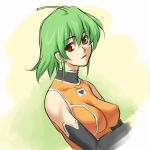  blush boots fl-chan fl_studio green_hair headset orange_eyes simple_background sketch uruido 