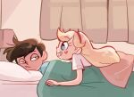  1boy 1girl blonde_hair blue_eyes brown_eyes brown_hair horns marco_diaz star_butterfly star_vs_the_forces_of_evil 