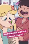  1boy 1girl blonde_hair blue_eyes brown_hair marco_diaz mole star_butterfly star_vs_the_forces_of_evil tongue tongue_out 