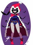  1girl absurdres aetherion alternate_costume belt bird breasts cape christmas cloak closed_mouth colored_skin commentary crow dc_comics frown full_body grey_skin highres leotard looking_at_viewer medium_breasts raven_(dc) red_cloak solo standing teen_titans violet_eyes 