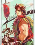  1boy aviator_cap backpack bag battle_tendency fujisee ground_vehicle jacket jojo_no_kimyou_na_bouken joseph_joestar joseph_joestar_(young) male_focus motor_vehicle motorcycle redhead solo tegaki 