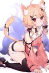  1girl :&lt; absurdres ahoge all_fours animal_ear_fluff animal_ears bare_shoulders black_choker black_legwear blonde_hair bow cat_ears cat_girl cat_tail choker closed_mouth clothing_cutout collared_shirt crop_top facial_mark hair_bow hair_ornament hairclip highres long_hair long_sleeves looking_at_viewer low_twintails micro_shorts midriff navel neonbeat off_shoulder pink_footwear pink_shirt red_eyes revealing_clothes ribbon_choker shirt shoes short_shorts shorts shoulder_cutout shyrei_faolan sneakers solo stomach tail tail_raised tentacles thigh-highs thighs twintails vguyen virtual_youtuber white_shorts x_hair_ornament 