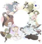  6+girls aki_minoriko aki_shizuha animal_ears antennae aqua_hair bare_shoulders barefoot bird_wings black_hair black_legwear black_skirt black_wings blonde_hair blue_hair blue_skirt blush_stickers branch broom brown_hair butterfly_wings camera capelet checkered_clothes checkered_skirt closed_eyes closed_mouth detached_sleeves dog_ears dog_tail dress eternity_larva eyeball eyebrows_visible_through_hair fairy fang feathered_wings food frilled_shirt_collar frilled_sleeves frills fruit geta green_dress green_hair hair_between_eyes hair_ornament hat hat_ribbon heart heart_of_string hime_cut himekaidou_hatate hinanawi_tenshi holding holding_broom holding_camera holding_phone houraisan_kaguya inubashiri_momiji japanese_clothes jeweled_branch_of_hourai kasodani_kyouko komeiji_koishi leaf leaf_hair_ornament leaf_on_head letty_whiterock lily_white long_hair long_sleeves mob_cap multicolored_clothes multicolored_dress multiple_girls open_mouth peach phone pink_dress pink_shirt pom_pom_(clothes) puffy_short_sleeves puffy_sleeves purple_headwear rainbow_order red_dress red_headwear red_skirt ribbon ribbon-trimmed_sleeves ribbon_trim sarashi shameimaru_aya shirt short_hair short_sleeves single_strap skirt sleeves_past_fingers sleeves_past_wrists smile tail tengu-geta thigh-highs third_eye tokin_hat touhou twintails uisu_(noguchipint) white_capelet white_dress white_hair white_headwear white_shirt wide_sleeves wings wolf_ears wolf_tail yellow_ribbon yellow_shirt 