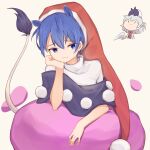  2girls :3 :| absurdres angel_wings animal_ears animal_on_head bangs beige_jacket black_capelet blob blue_eyes blue_hair blush book bow bowtie braid breasts capelet chibi chibi_inset chinese_commentary closed_mouth collared_dress commentary_request doremy_sweet dream_soul dress elbow_rest eyebrows_visible_through_hair eyelashes feathered_wings feet_out_of_frame fingers french_braid furrowed_brow hair_between_eyes half_updo hat highres idaku kishin_sagume knees long_sleeves looking_at_another multiple_girls nightcap off_shoulder on_head pom_pom_(clothes) purple_dress red_bow red_bowtie red_neckwear short_hair short_sleeves silver_hair simple_background single_wing sitting smile standing tail tapir tapir_ears tapir_tail touhou turtleneck white_background white_dress wing_collar wings |_| 