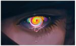  black_sclera border colored_sclera crying crying_with_eyes_open eye_focus eyelashes looking_at_viewer multicolored_eyes solo stephaniejiang tears 