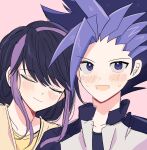  10439vu 1boy 1girl couple kurosaki_ruri long_hair multicolored_hair purple_hair spiky_hair two-tone_hair violet_eyes yu-gi-oh! yu-gi-oh!_arc-v yuu-gi-ou yuu-gi-ou_arc-v yuuto_(yuu-gi-ou_arc-v) 