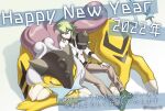  1boy bangle bangs baseball_cap blue_eyes bracelet collared_shirt commentary_request green_footwear green_hair hand_up happy_new_year hat holding holding_clothes holding_hat jewelry long_hair male_focus n_(pokemon) nagiru necklace new_year pants pokemon pokemon_(creature) pokemon_(game) pokemon_bw ponytail raikou shirt shoes sitting smile translation_request twitter_username undershirt white_shirt 