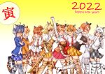  +++ 6+girls =3 ? ^^^ ^_^ absurdres animal_ears animal_print annoyed arm_around_waist arm_at_side arm_up bangs black_hair blonde_hair blouse blue_eyes blue_hair blush bow bowtie bracelet breast_pocket breasts breasts_on_shoulders byakko_(kemono_friends) cat_girl chinese_zodiac closed_eyes closed_mouth collared_shirt corset couple crossed_arms elbow_gloves embarrassed empty_eyes extra_ears eyebrows_visible_through_hair fangs finger_to_mouth frilled_skirt frills from_behind garter_straps gloves golden_tabby_tiger_(kemono_friends) grey_hair hair_between_eyes hair_bow hakumaiya hand_on_another&#039;s_back hand_up happy_new_year height_difference heterochromia highres huge_breasts intertwined_tails jacket jewelry kemono_friends large_breasts laughing leaning_forward long_hair long_sleeves looking_at_another low-tied_long_hair maltese_tiger_(kemono_friends) medium_breasts miniskirt multicolored_hair multiple_girls necktie new_year nose_blush open_mouth orange_hair plaid plaid_necktie plaid_neckwear plaid_skirt plaid_sleeves plaid_trim pleated_skirt pocket print_gloves print_skirt puffy_short_sleeves puffy_sleeves red_eyes saber_(weapon) scabbard sheath sheathed shirt short_sleeves siberian_tiger_(kemono_friends) sidelocks skirt sleeveless sleeveless_shirt smile smilodon_(kemono_friends) south_china_tiger_(kemono_friends) stren sumatran_tiger_(kemono_friends) sword tail tail_ornament tail_ring tail_wrap thigh-highs thighlet tiger_(kemono_friends) tiger_ears tiger_girl tiger_print tiger_tail v-shaped_eyebrows v_arms walking weapon white_hair white_tiger_(kemono_friends) white_tiger_print wing_collar year_of_the_tiger yellow_eyes yuri zettai_ryouiki 