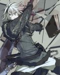  beniyama blue_eyes book floating_book male nier nier_(character) white_hair young 