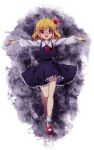  blonde_hair hair_ribbon mary_janes mochiya_marosuke outstretched_arms red_eyes ribbon rumia shoes short_hair solo spread_arms touhou 