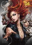  black_widow breasts cartier character_request cleavage earrings glowing glowing_eyes green_eyes jean_grey jewelry lips marvel necklace red_hair redhead rogue_(x-men) sana_takeda silver_hair storm_(x-men) text x-men 