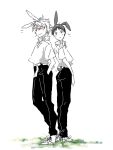  bunny_ears ikari_shinji monochrome nagisa_kaworu neon_genesis_evangelion rabbit_ears 