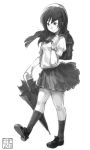  falcoon girl monochrome school_uniform tagme 