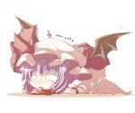  hat lying o_o on_stomach purple_hair remilia_scarlet tears tongue touhou wings 