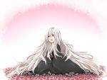  azure_luna flower japanese_clothes kimono long_hair open_mouth original red_eyes sitting solo very_long_hair white_hair 