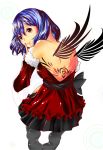  1girl bare_shoulders blue_hair delivery_(tenshikun) detached_sleeves error from_behind heart red_eyes remilia_scarlet solo tattoo tenshikun touhou wings 