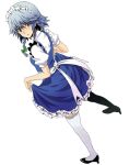  dutch_angle izayoi_sakuya maid short_hair thighhighs touhou untan 