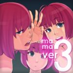  bangs blunt_bangs bob_cut mama_(artist) mole number purple_hair short_hair time_paradox 