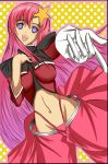  gloves gundam_seed_destiny hair_ornament long_hair meer_campbell midriff navel pink_hair smile uniform 