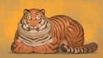  animal_focus highres jitome looking_at_viewer nishimawari_kouro no_humans original sitting tiger yellow_background 