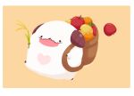  7mb_yut apple bag border brown_background brown_bag food fruit green_apple heart holding horns league_of_legends no_humans poro_(league_of_legends) red_apple solo tongue tongue_out walking white_border 
