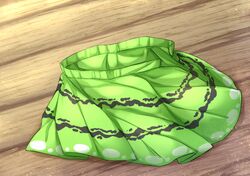  clothes eternity_larva floor fun_bo green_skirt no_humans open_clothes open_skirt pleated_skirt skirt still_life touhou 