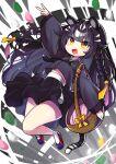  1girl absurdres animal_ears basket black_hair black_skirt braid drooling fang full_body high-waist_skirt highres long_hair long_sleeves midriff_peek mouth_drool offbeat original skirt solo tail tiger_ears tiger_girl tiger_tail v yellow_eyes 