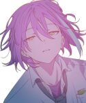  1boy bad_id bad_twitter_id blue_hair ear_piercing kamishiro_rui looking_at_viewer multicolored_hair pale_skin piercing project_sekai purple_hair sasasa_(sk45pskm) school_uniform yellow_eyes 