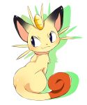  animal_focus closed_mouth commentary_request fang fang_out full_body looking_back meowth nakamura_sandayo no_humans pokemon pokemon_(creature) sitting smile solo yellow_fur 