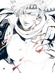  1boy battle_tendency blood blood_on_face blood_on_hands caesar_anthonio_zeppeli cuts facial_mark feather_hair_ornament feathers fingerless_gloves gloves hair_ornament headband injury jojo_no_kimyou_na_bouken male_focus s_gentian solo triangle_print 