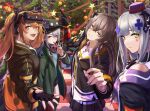  3_small_spiders 4girls absurdres bangs black_gloves black_jacket black_shorts black_skirt blue_hair blush bow box brown_eyes brown_hair candy christmas_ornaments christmas_tree closed_mouth expressionless eyebrows_visible_through_hair fingerless_gloves floor food g11_(girls&#039;_frontline) german_flag gift gift_box girls_frontline gloves green_eyes green_headwear green_jacket grey_eyes hair_between_eyes hair_bow hair_ornament hair_ribbon hairclip hat headset highres hk416_(girls&#039;_frontline) holding holding_candy holding_food hood hooded_jacket index_finger_raised jacket long_hair looking_at_viewer mechanical_arms mini_hat multiple_girls one_eye_closed open_clothes open_jacket open_mouth ribbon scar scar_across_eye scarf shirt shorts single_mechanical_arm skirt smile tactical_clothes teeth twintails ump45_(girls&#039;_frontline) ump9_(girls&#039;_frontline) upper_body upper_teeth uwu white_shirt 