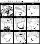  battle_tendency blush breath caesar_anthonio_zeppeli cigarette expression_chart facial_mark feather_hair_ornament feathers fingerless_gloves gloves hair_ornament headband jojo_no_kimyou_na_bouken lipstick_mark partially_colored s_gentian smile translation_request 