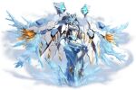  1girl breasts full_body glacias_(last_origin) highres humanoid_robot ice joints last_origin mar10 official_art robot robot_joints solo tachi-e transparent_background wings 