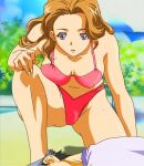  1girl bikini blue_eyes breasts highres i&quot;s katsura_masakazu one_knee pink_bikini screencap swimsuit 