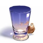  animal_focus bird chai claws clouds commentary cup glass hawk no_humans original shadow signature simple_background sky sunset undersized_animal white_background 