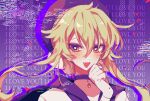  1boy blonde_hair blush choker crossdressing glitch hat heart koyashaka looking_to_the_side male_focus original otoko_no_ko pale_skin smile yandere yellow_eyes 