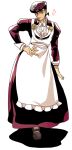  1boy alternate_costume apron blue_eyes crossdressing diamond_wa_kudakenai enmaided higashikata_josuke jojo_no_kimyou_na_bouken maid maid_apron michiru_(amphibian) pompadour purple_hair solo waist_apron 