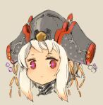  +_+ 1girl character_request closed_mouth hat looking_at_viewer mota red_eyes short_hair simple_background solo white_hair 