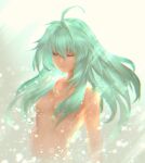  1girl dark-skinned_female dark_skin emerada_(xenogears) green_hair long_hair solo topless xenogears 