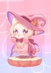  1girl :3 :p a_xuan233 absurdres amai_hiyo animal_ears blonde_hair bow candy cape cat_ears cat_girl cat_tail character_name child commentary dress eyelashes food forehead frilled_cape frilled_dress frills full_body hair_ornament hair_ribbon hands_up happy_halloween hat highres indie_virtual_youtuber lollipop long_sleeves pink_dress pink_eyes pocket puffy_long_sleeves puffy_sleeves pumpkin red_ribbon ribbon short_twintails silk solo spider_web standing symbol-shaped_pupils tail tongue tongue_out twintails v-shaped_eyebrows virtual_youtuber whiskers witch_hat 