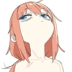  bags_under_eyes blue_eyes head_back imamura_ryou looking_to_the_side messy_hair michinoku_komaro neck pink_hair ponytail seitokai_ni_mo_ana_wa_aru! white_background 