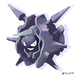  black_eyes cloyster commentary_request drop_shadow full_body grin highres no_humans pokemon pokemon_(creature) pokemon_focus smile solo spikes teeth tellzeta twitter_username white_background 