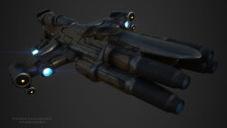  3d amarr_empire_(eve_online) artist_name autodesk_3ds_max_(medium) battlecruiser_(eve_online) combat_ship_(eve_online) commentary english_commentary eve_online glowing grey_background grey_theme harbinger_(eve_online) highres knightvision3d military_vehicle no_humans realistic science_fiction spacecraft support_ship_(eve_online) thrusters vehicle_focus viziam_(eve_online) 