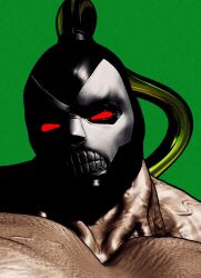  1boy 3d abs absolute_batman absolute_dc bane batman_(series) commentary dc_comics gas highres large_pectorals male_focus muscular muscular_arms muscular_male pectorals solo steroids tube wazzestudio 