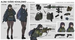  1girl aiming alina_svard_kovalenko_(laotianaviator) ammunition ammunition_pouch ar-15 assault_rifle balisong baseball_cap belt black_boots black_hair blue_eyes blue_jacket bodystocking boots brown_eyes buckle bulletproof_vest camouflage camouflage_shirt combat_boots combat_helmet commentary commission commissioner_name condom ear_protection english_commentary fast_helmet flashlight glock glove_tan goggles goggles_on_headwear grey_hat gun gun_on_back gun_sling handgun harness hat helmet heterochromia highres holding holding_gun holding_weapon holster jacket knee_pads knife laser_sight long_hair lwrc_m6 magazine_(weapon) maxturbo69 military military_combat_uniform military_jacket military_uniform multicolored_hair night_vision_device oakley_gloves open_clothes open_jacket optical_sight original patch pouch pump_action rifle serbu_super-shorty shirt shorts shotgun_shell sight_magnifier single_knee_pad sleeves_rolled_up snap-fit_buckle solo strap streaked_hair suppressor swedish_flag tactical_clothes tactical_gloves thigh_holster thigh_strap thighband_bodystocking twitter_username variant_set walkie-talkie watch watch weapon weapon_on_back white_background 