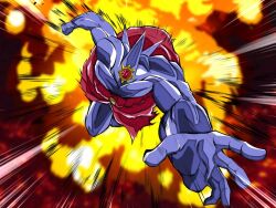  aiming aiming_at_viewer attack broly_(dragon_ball_z) broly_(dragon_ball_z)_(cosplay) clenched_hand colored_skin commentary_request cosplay dragon_ball dragon_ball_z gem incoming_attack incoming_punch jewelry m_s_paragus mega_pokemon mega_starmie muscular no_eyes no_humans pokemon pokemon_(creature) pokemon_focus punching purple_skin red_gem scene_reference solo starfish starmie 