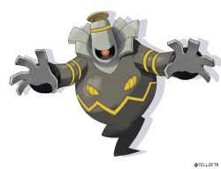  commentary_request drop_shadow dusknoir full_body highres looking_at_viewer no_humans outstretched_hand pokemon pokemon_(creature) pokemon_focus solo tellzeta twitter_username white_background 