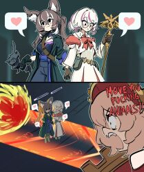 incoming_attack long_hair medium_hair multiple_girls profanity yuri