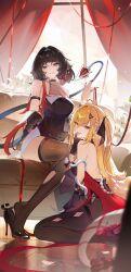  animal_ears cissia_(zenless_zone_zero) jane_doe_(zenless_zone_zero) long_hair mouse_ears mouse_girl mouse_tail multiple_girls pose snake_girl snake_tail zenless_zone_zero 