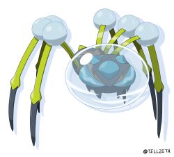  araquanid blue_eyes commentary_request drop_shadow full_body highres looking_at_viewer no_humans pokemon pokemon_(creature) pokemon_focus solo tellzeta twitter_username white_background 